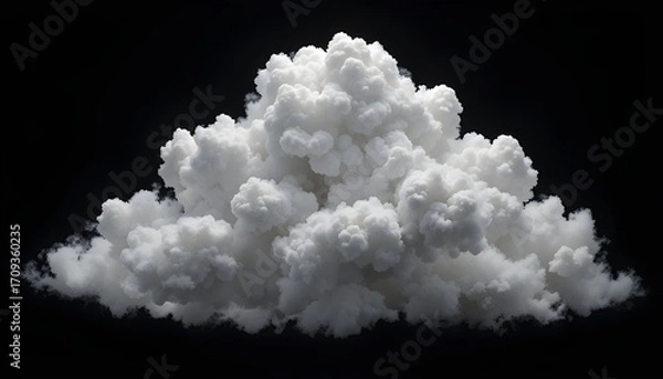 Fototapeta White Cloud on Black Background – Isolated Atmospheric Texture for Creative Design and Digital Projects