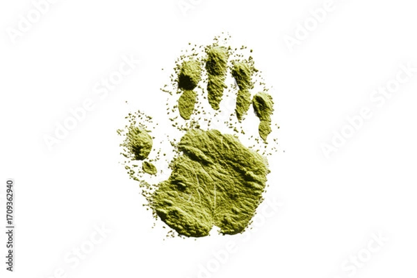 Fototapeta Yellow handprint, textured, dark background
