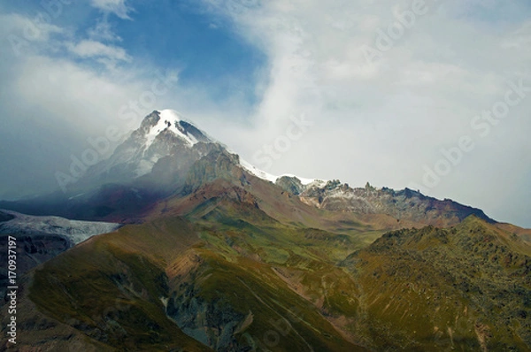 Fototapeta Kazbek mountain in clouds