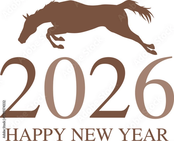 Obraz 年賀状素材2026年（令和8年）午年