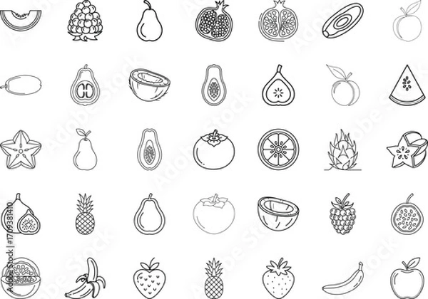 Obraz Fruit icon set, editable icon design