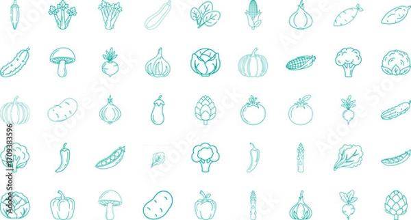 Obraz Vegetable icon set, editable icon design