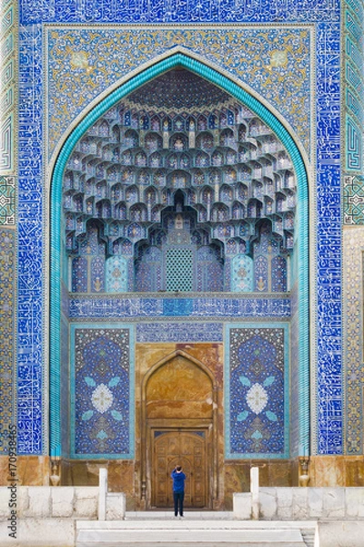 Fototapeta art of Masjed-e Imam or Masjed-e sha at Nash-e Jahan square, Esfahan, Iran, since 1611