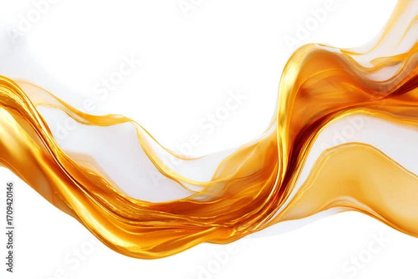 Obraz アルコールインクアート、流れるオレンジと金色の抽象的な背景