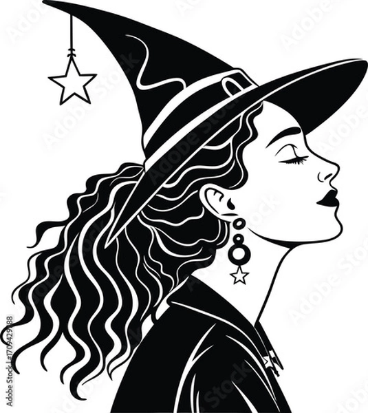 Fototapeta Enchanting Witch Silhouette Vector Collection with Magical Details
