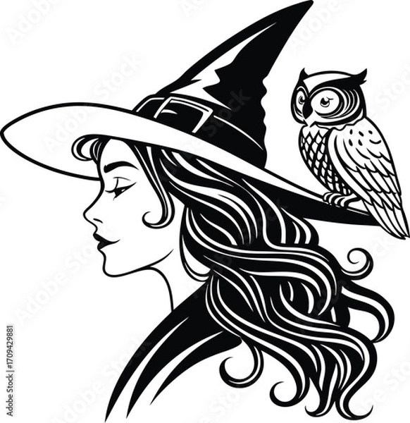 Fototapeta Enchanting Witch Silhouette Vector Collection with Magical Details