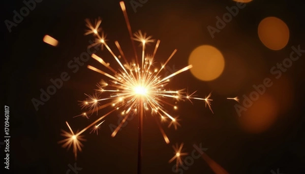 Obraz Sparkler Burning Against Dark Background