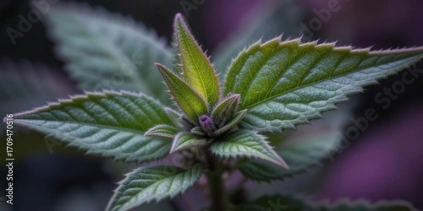 Fototapeta Macro Salvia Leaf Detail, Close Up Sage Texture, Intense Background, Aromatic Herb Exploration