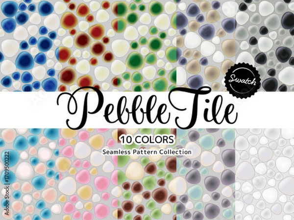 Obraz 色違いのシームレスパターンのセット 玉石タイル