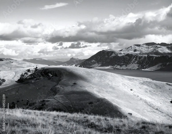 Obraz Black and white mountain landscape