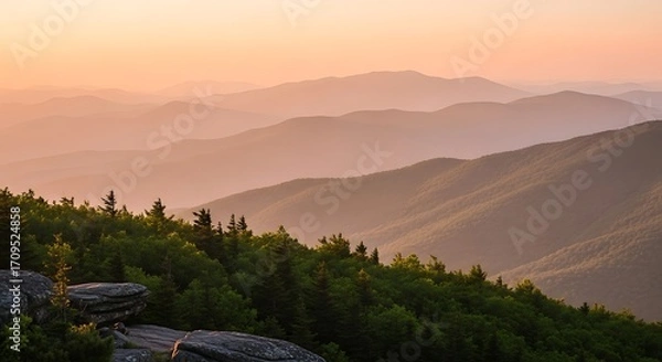 Obraz Misty Mountain Sunrise Viewpoint.