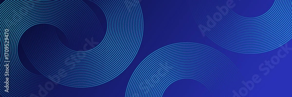 Fototapeta Abstract blue glowing geometric lines on dark blue background. Modern shiny blue circle lines pattern. Futuristic technology concept. Suit for cover, poster, banner
