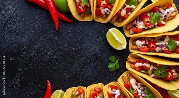 Obraz Delicious Tacos Arranged in a Circle.