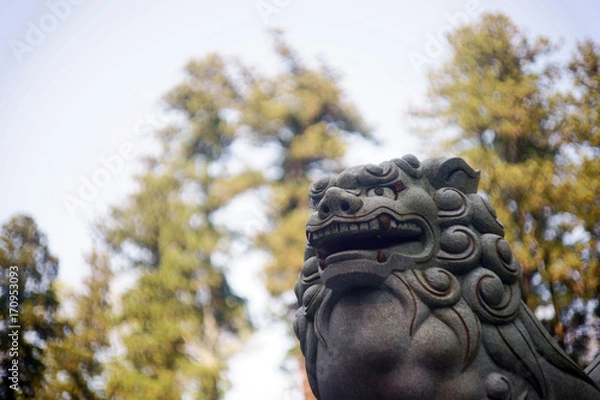 Obraz 口を開けた狛犬