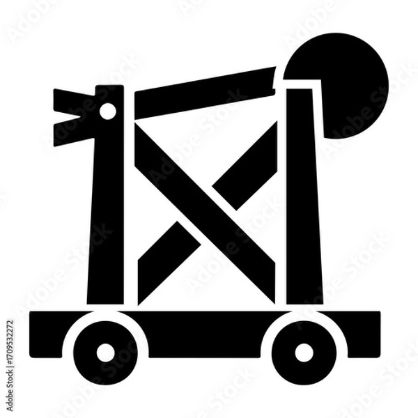 Fototapeta •  imple Pictogram Vector Icon of Medieval Catapult