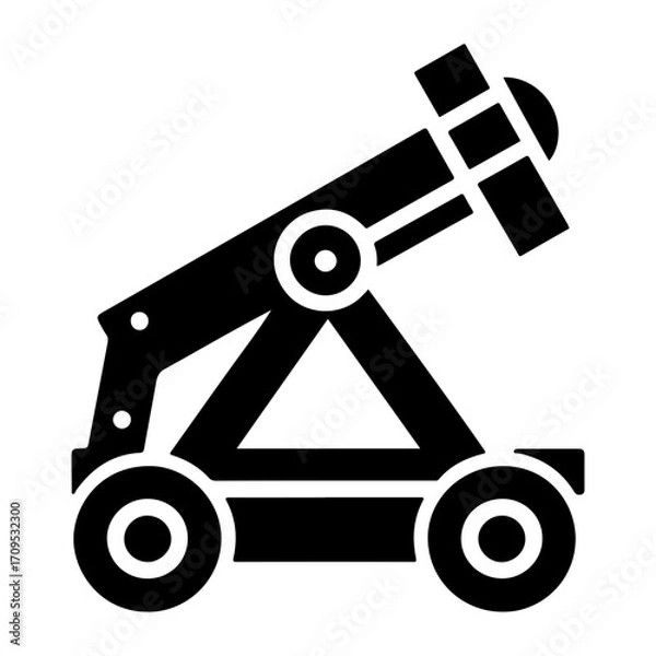 Fototapeta •  imple Pictogram Vector Icon of Medieval Catapult