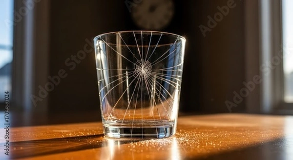 Fototapeta Intricate Spiderweb Crack Pattern in a Glass
