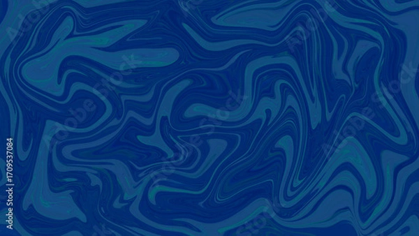 Fototapeta Vibrant fluid art illustration featuring a captivating blend of deep blue and aquamarine hues, showcasing an elegant and organic swirling pattern perfect for abstract backgrounds