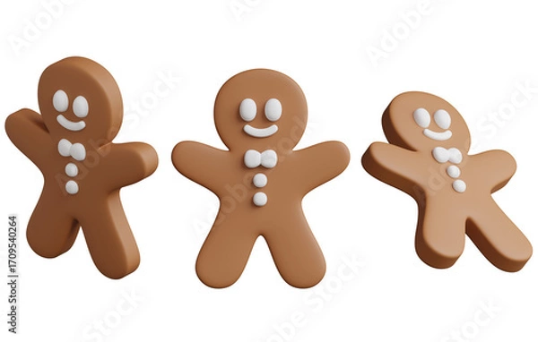 Fototapeta 3d render of minimal gingerbread set for christmas