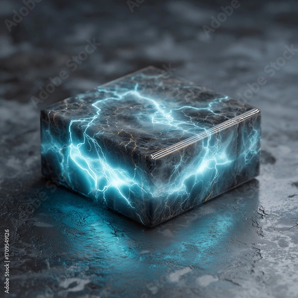 Fototapeta ice cube on blue background