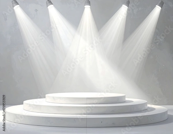 Obraz Empty white stage with spotlights