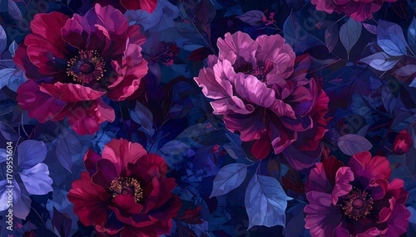 Obraz Dark floral pattern