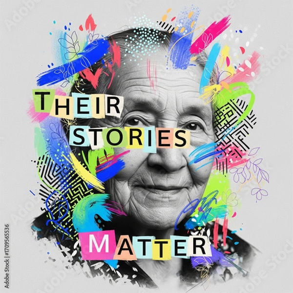 Obraz International Day of Older Persons Hand-Drawn Text Art 