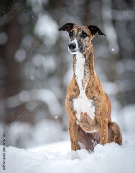 Fototapeta Dog in snowy forest (2)