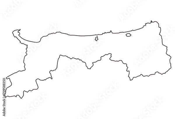 Fototapeta 鳥取県　白地図　観光　地図