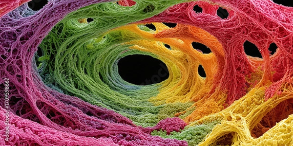 Fototapeta Rainbow Fractal Tunnel A Psychedelic 3D Digital Art