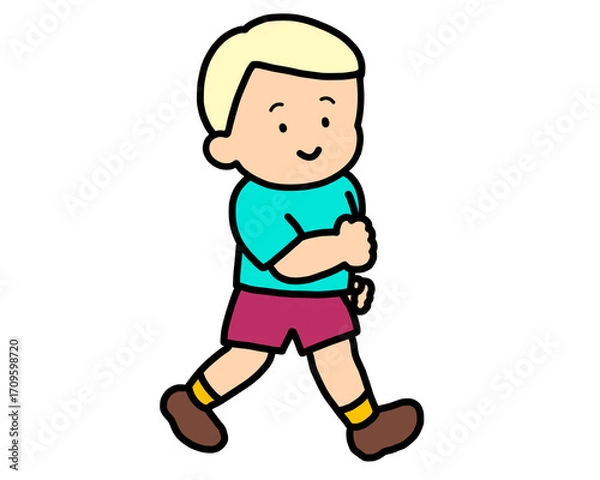 Fototapeta 笑顔で歩く男の子