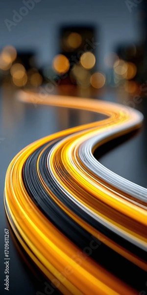 Fototapeta Streams of luminous data flowing on a digital highway, representing the high-speed network and future of information technology
