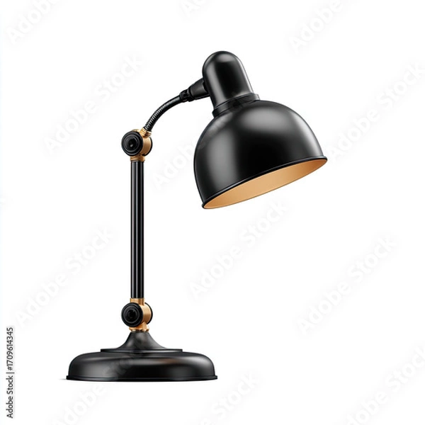 Obraz Black desk lamp with brass accents