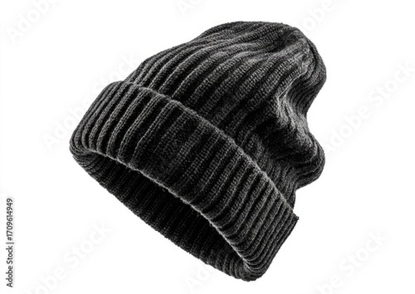 Obraz Dark gray ribbed beanie (1)