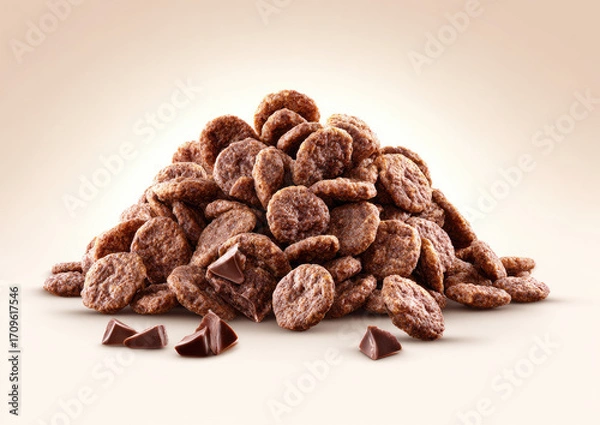 Obraz Pile of chocolate-covered cereal clusters