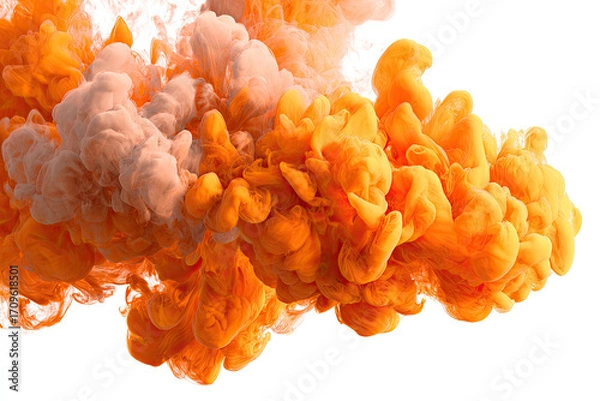 Obraz Abstract ink colors swirl in a cloud of orange and peach