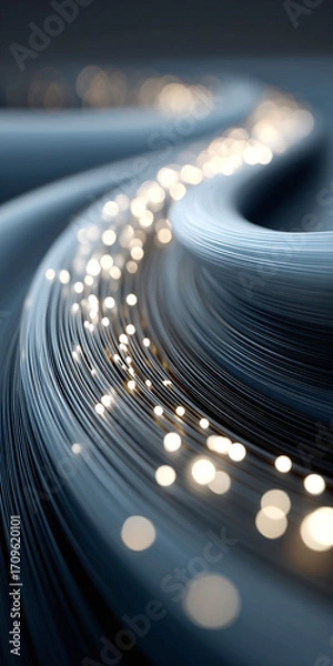 Fototapeta Abstract Fiber Optic Lights Swirling Data Stream Visual