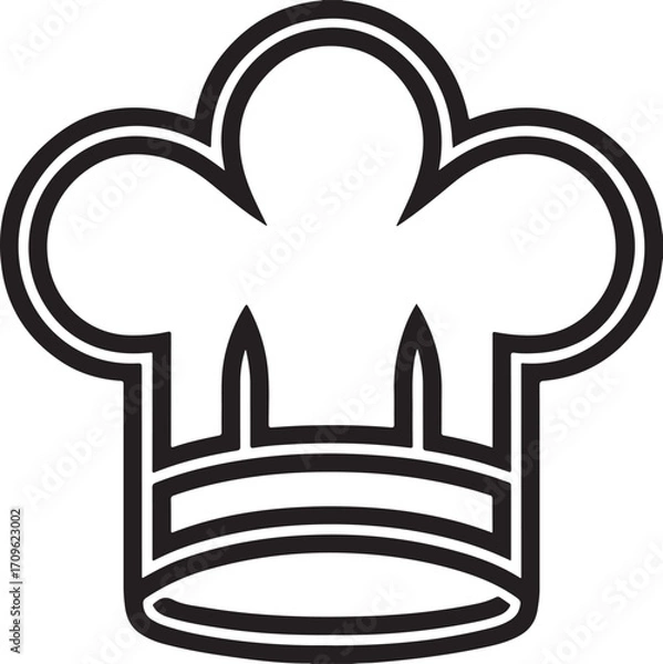 Fototapeta Bold black vector chef hat icon for culinary themes and restaurant branding