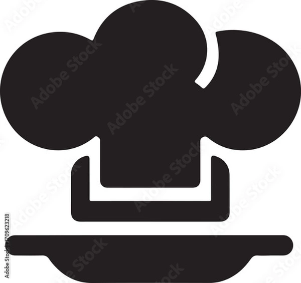 Fototapeta Bold black vector illustration of a chef s hat perfect for culinary branding and restaurant signage