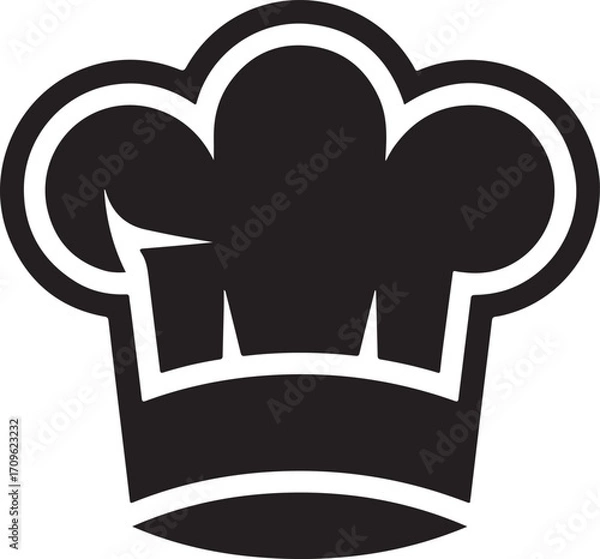 Fototapeta Bold black vector icon of a chef s hat symbolizing culinary expertise and restaurant service