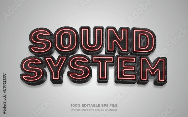 Fototapeta Sound System 3d editable text style effect	
