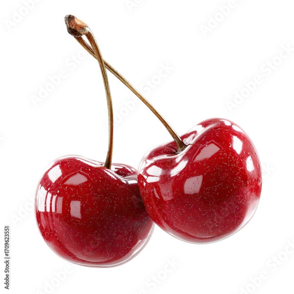 Obraz Two Red Cherries Closeup Macro Shot.