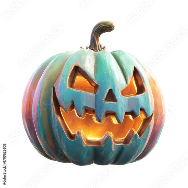 Obraz Teal Halloween Pumpkin Jackolantern.