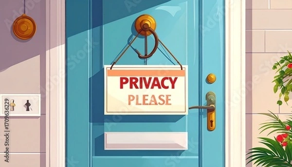 Fototapeta Front door with privacy sign