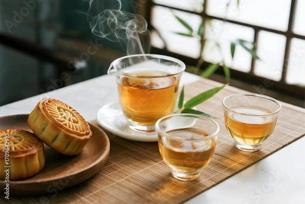 Obraz 中秋節 月餅 茶