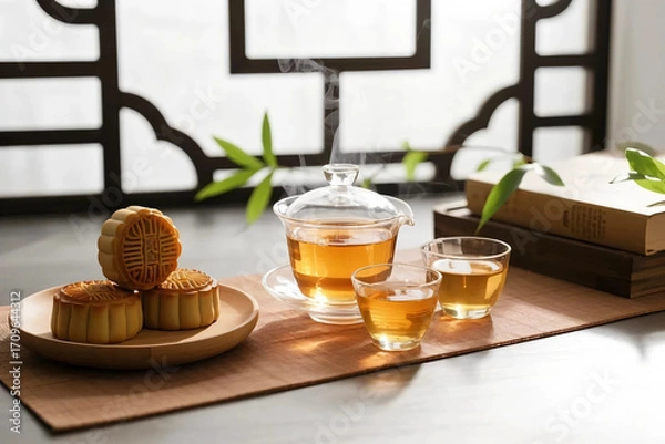 Obraz 中秋節 月餅 茶