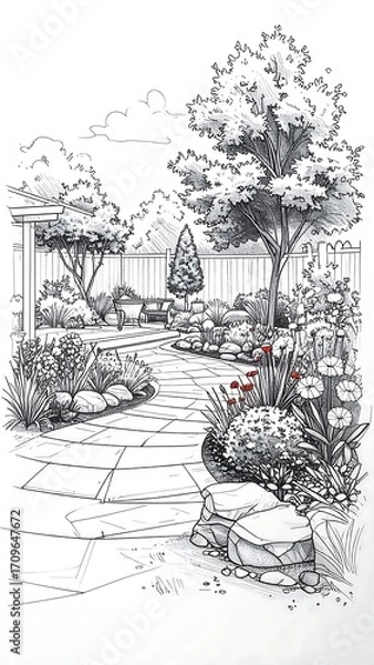 Fototapeta Garden design sketch