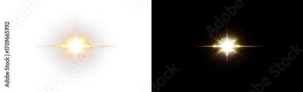 Fototapeta Two radiant stars, vividly emitting brilliant light against a dark backdrop, beautifully symbolizing wonder and awe