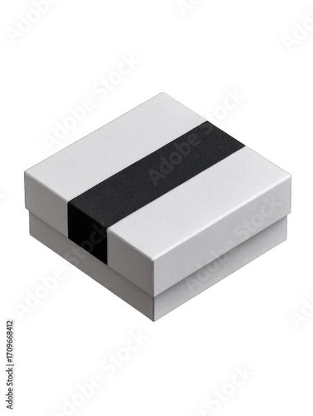 Fototapeta Square white gift box with black stripe