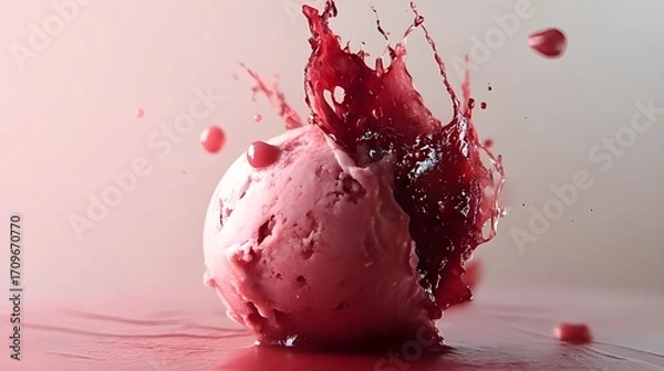 Fototapeta Hell-styled sorbet presented as abstract dessert sculpture with creative food styling, artistic gourmet photography concept
